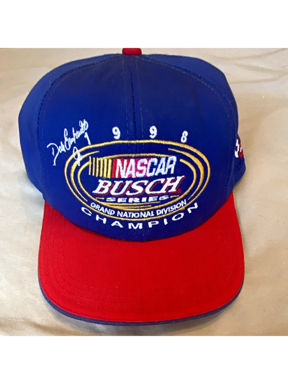 Vintage 1998 Dale Earnhardt Jr Nascar Blue and Red Busch Series Champion Hat